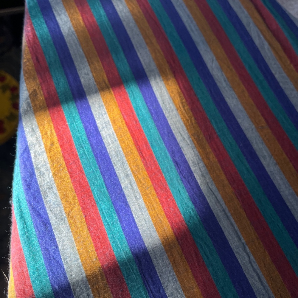 Vintage Silk & Cotton Colorful Striped Button-Up Top & Skirt Set. - Picture 8 of 8